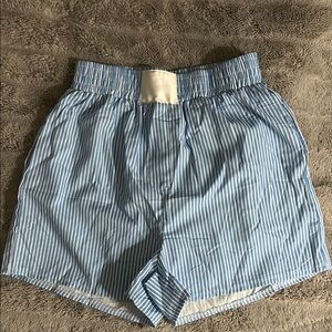 Y2K Light Blue and White Striped Boxer Shorts